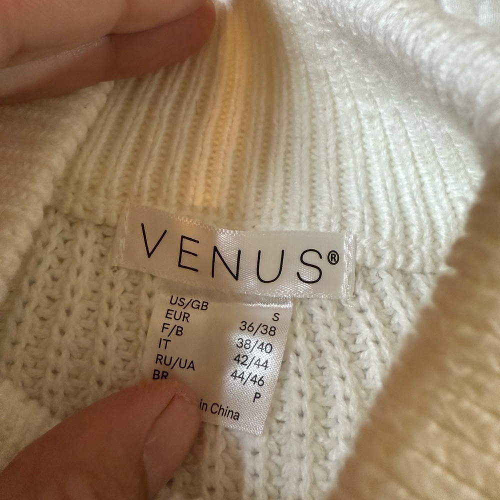 VENUS Cream Cowl Neck Sweater with Textured Sleeves - Picture 9 of 14